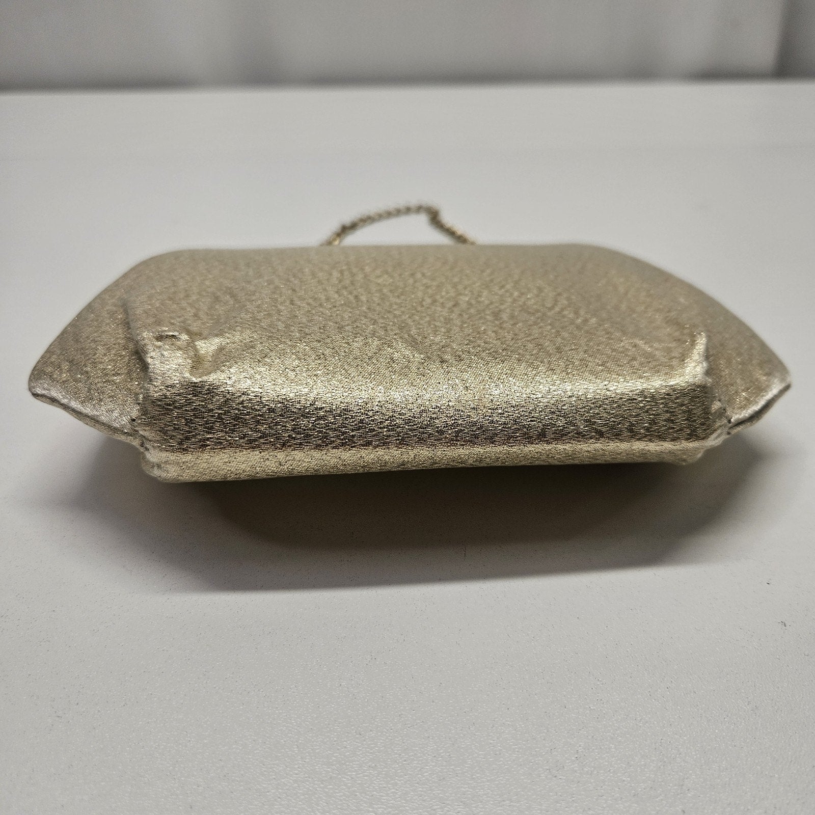 Vintage MCM Shiny Gold Metallic Purse Chain Strap Clutch Evening Bag Mod Wedding