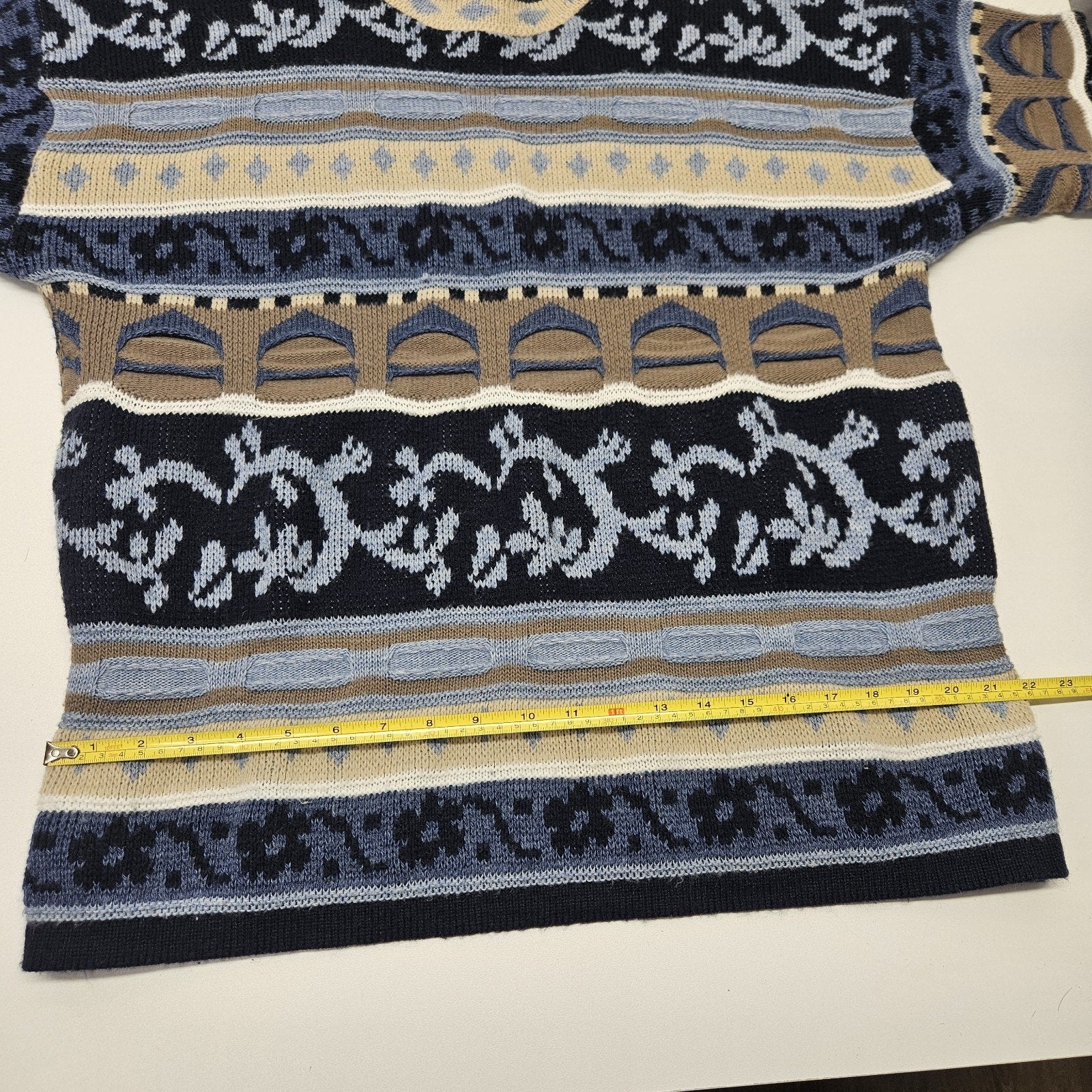 Vintage Abstract Geometric Pattern Knit Unisex Size XL Grandpa Ugly Sweater