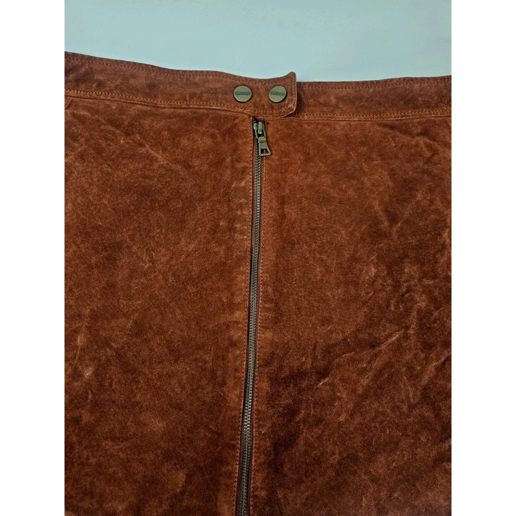 Vintage 90s Sanctuary Suede Mini Zipper Skirt Rust Red Genuine Leather