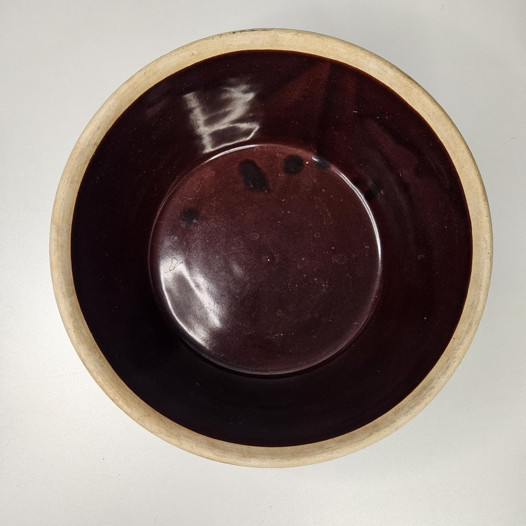 Vintage Marcrest Brown Glazed Daisy & Dot 9.5" Stoneware Mixing Serving Bowl