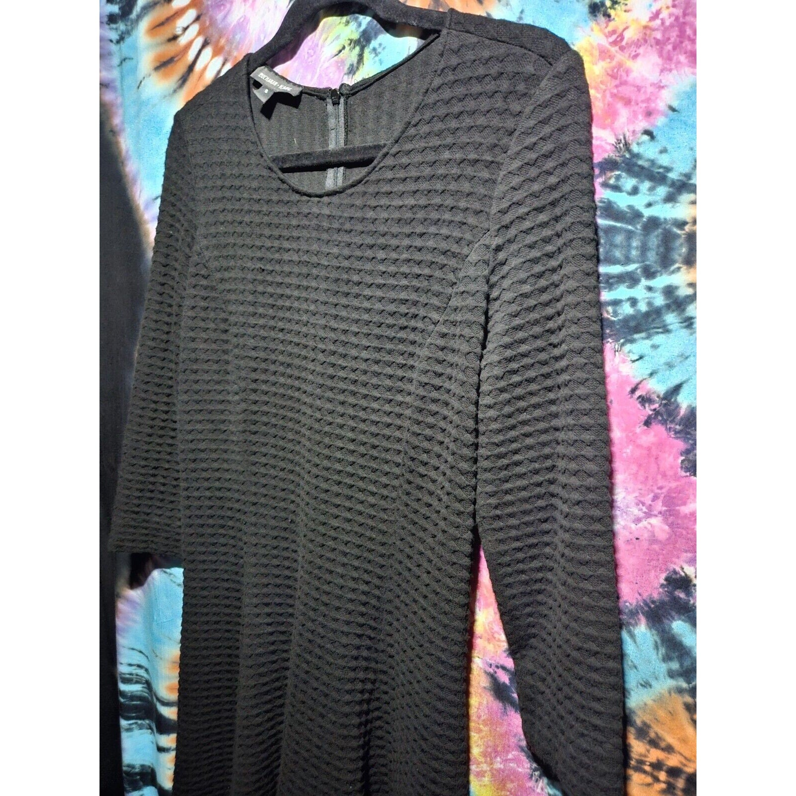 Buchanan Kane Dress Fit & Flare Black Textured Mid Dress Women's Size 6 Stretch