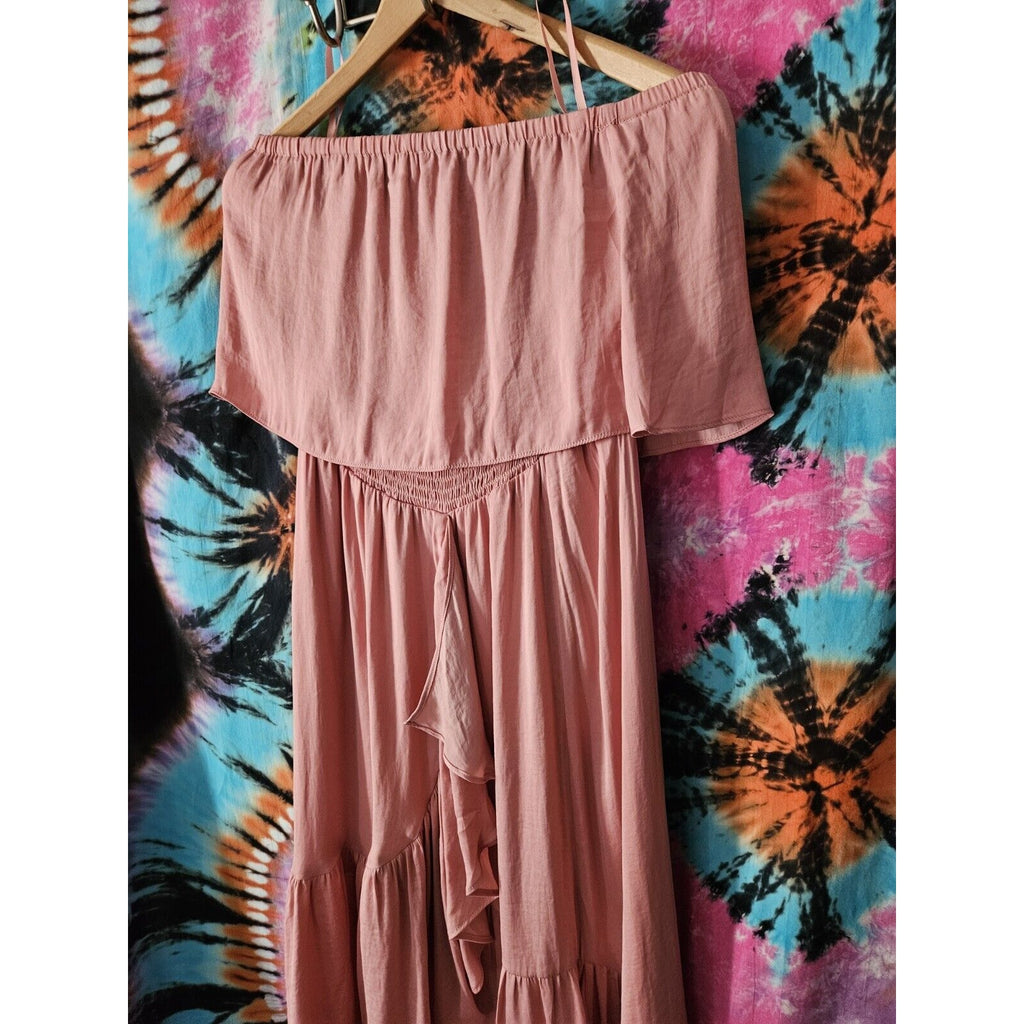 Naked Zebra Strapless Bubble Hemmed Dress Light Pink Women's Small Lo-hi Flowy