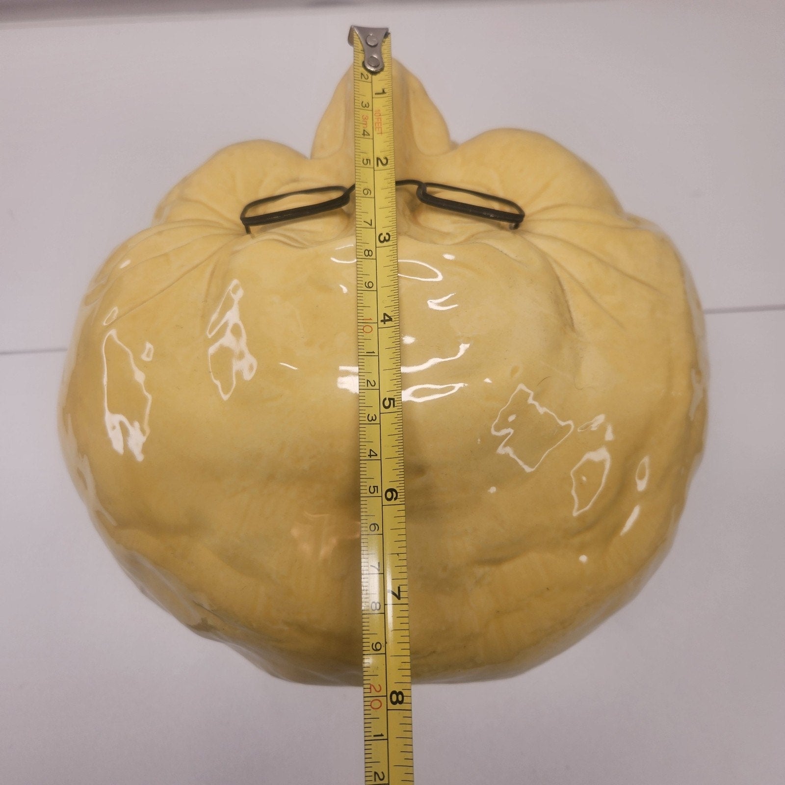 Vintage Handmade Funny Face Troll Ceramic Planter Yellow Garden Gnome Yard Art