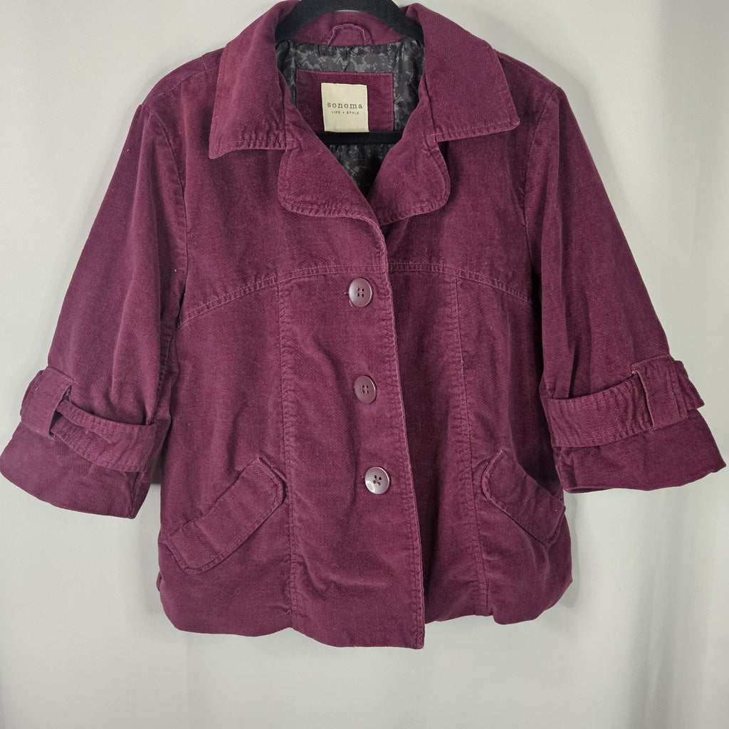 Y2K Cropped Crushed Velveteen Jacket Purple Short Coat Large