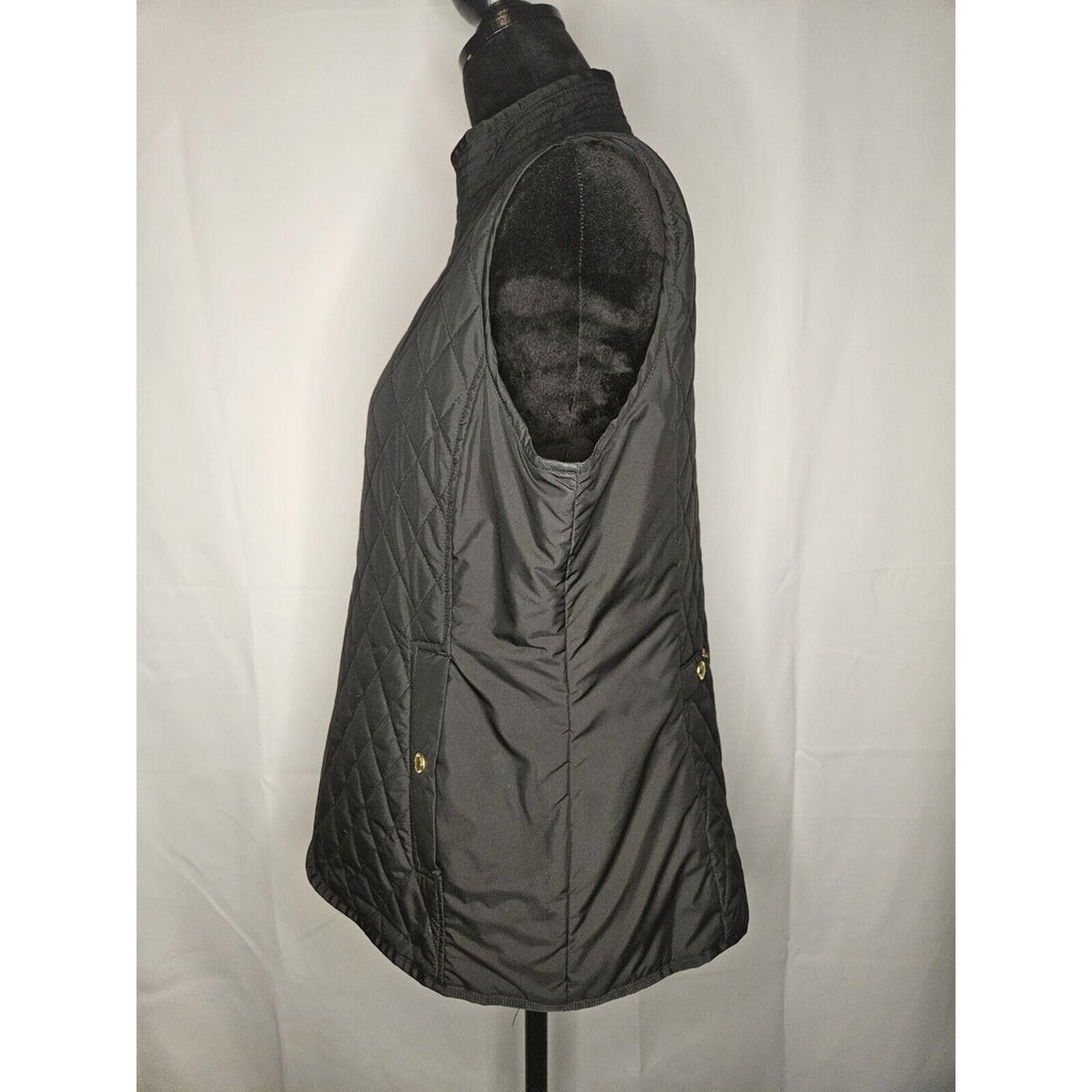 Lands' End Vest Women’s Black Fleece Quilted Puffer Vest Lightweight- Medium