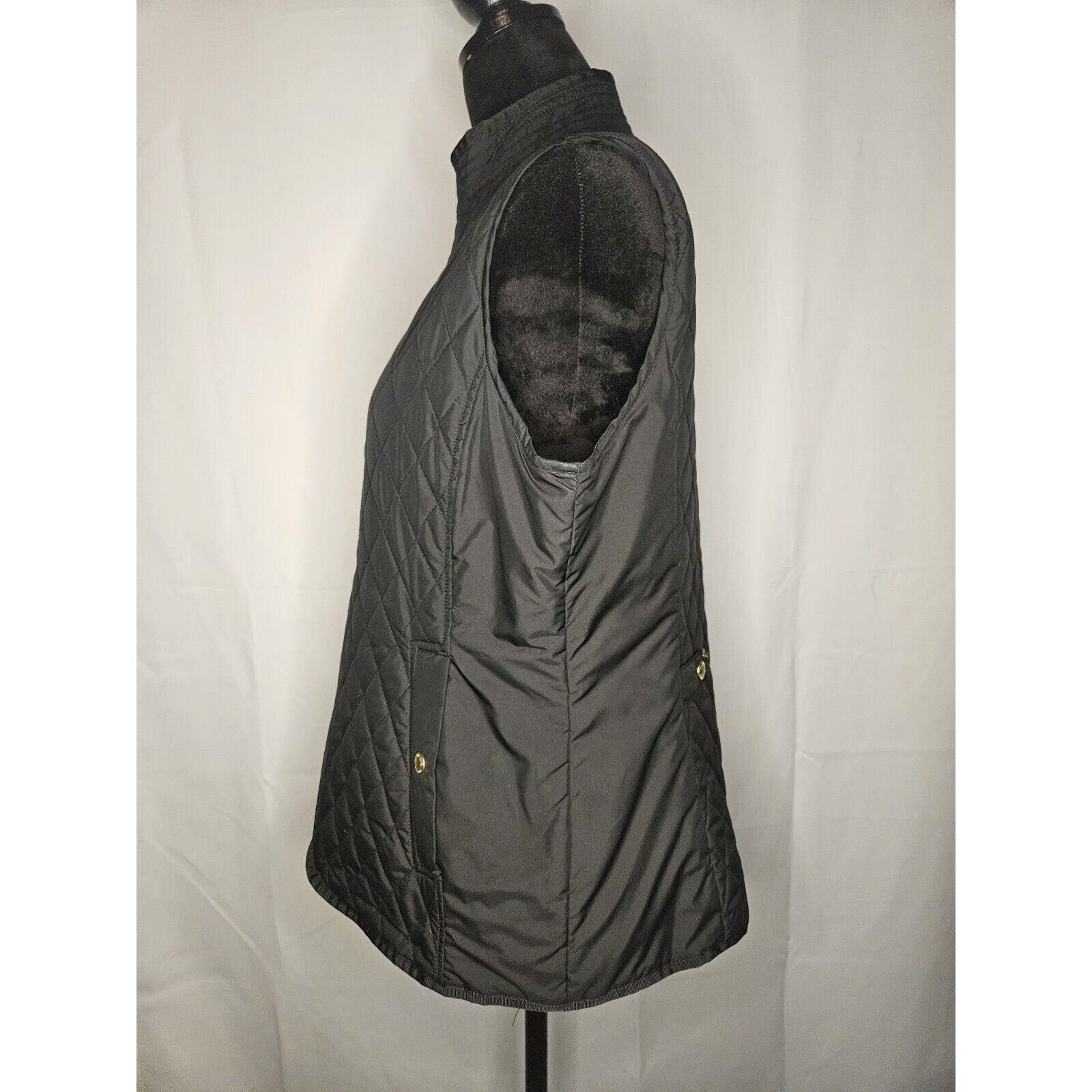 Lands' End Vest Women’s Black Fleece Quilted Puffer Vest Lightweight- Medium