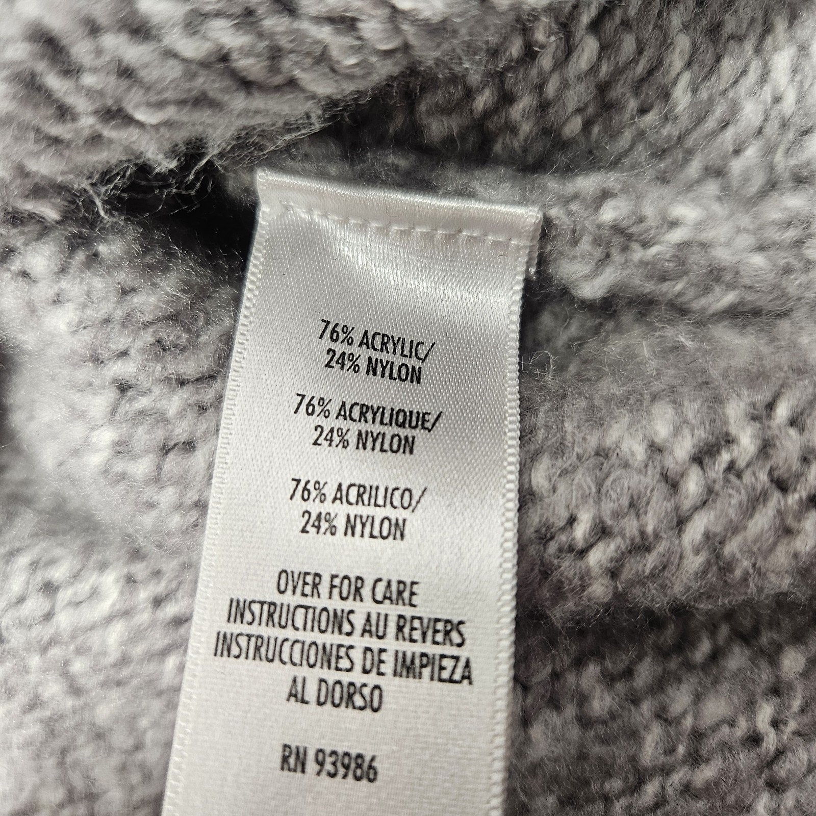 Vintage Womens Full Zip Gray Cardigan Snowflake Sweater Large Nordic Ski