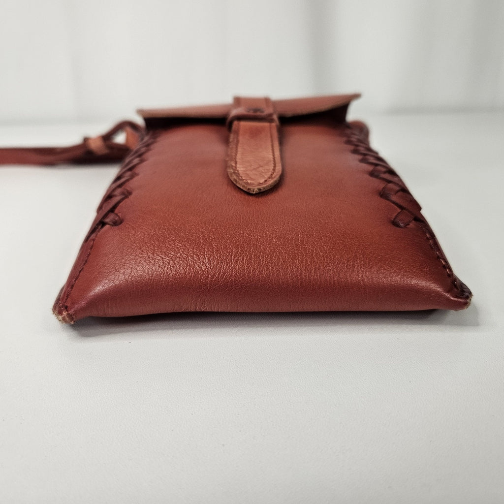 Montana West Genuine Leather Whipstitch Crossbody Micro Bag Red Leather Western