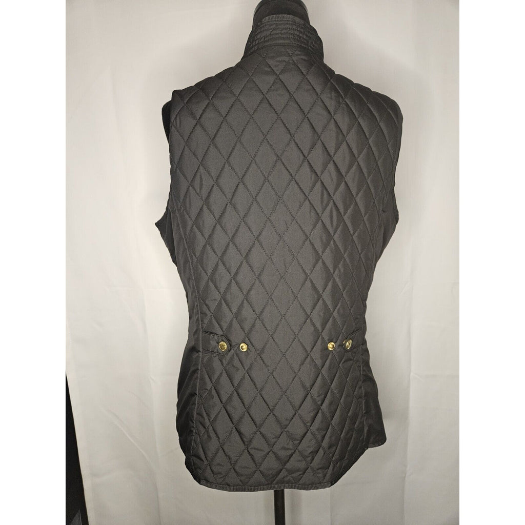 Lands' End Vest Size M Women’s Black Fleece Quilted Puffer Vest Lightweight- Med