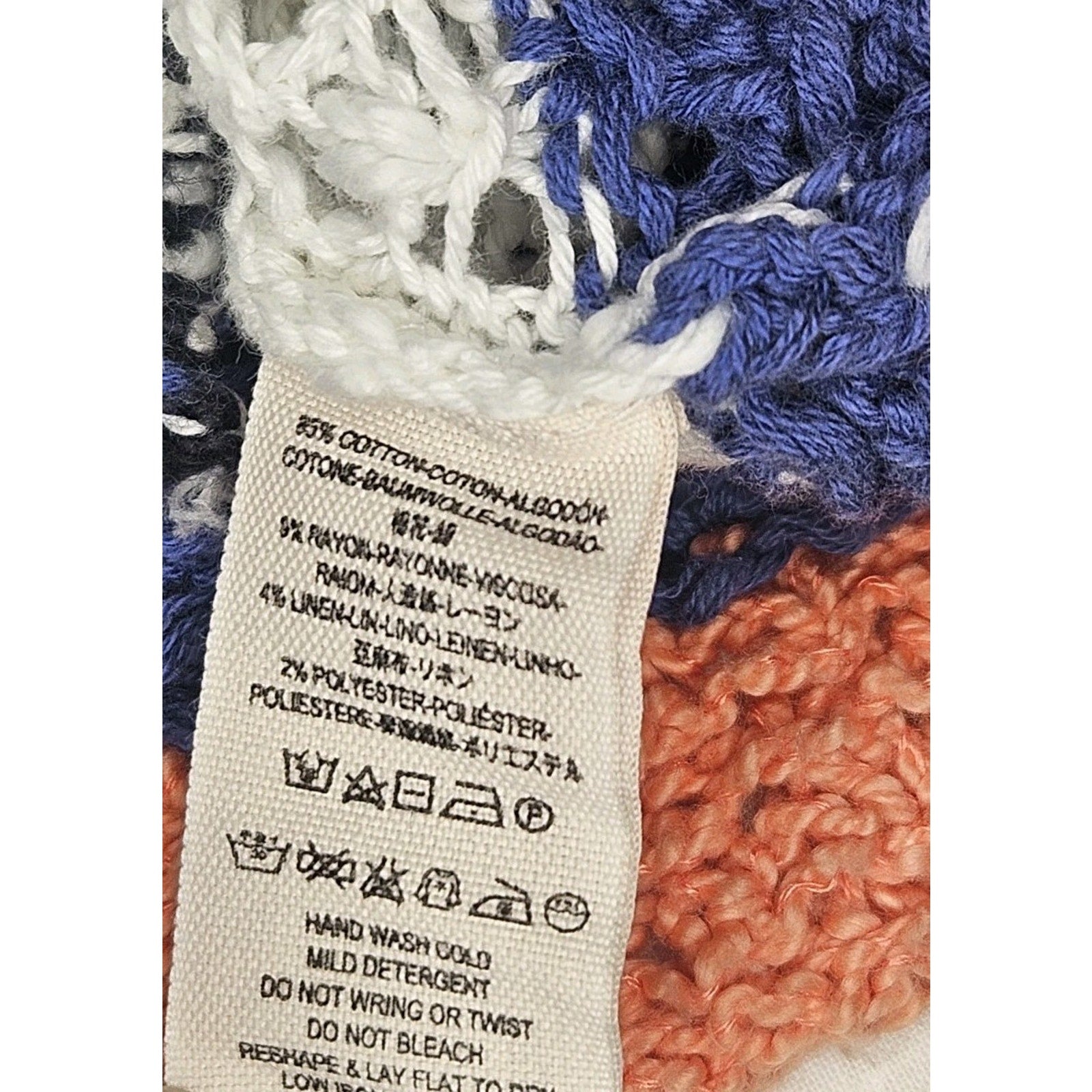 FREE PEOPLE Modern Art Geo Knit Sweater in Multi Combo Open Knit Size Small