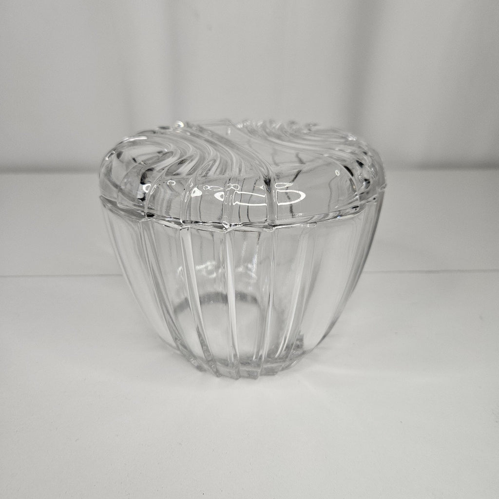 Vintage Art Deco Clear Glass Apothecary Candy Vanity Trinket Jar Lidded Canister