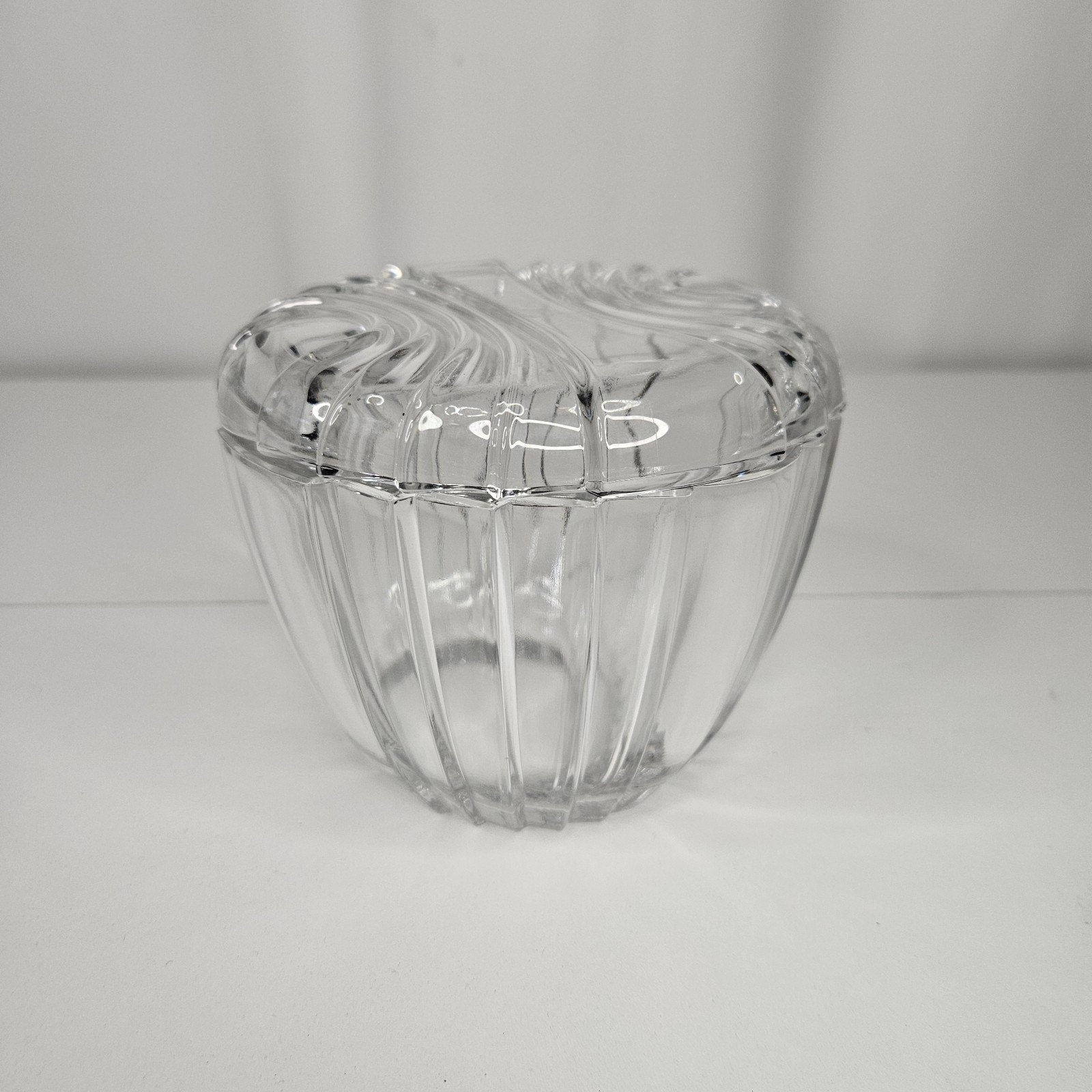 Vintage Art Deco Clear Glass Apothecary Candy Vanity Trinket Jar Lidded Canister
