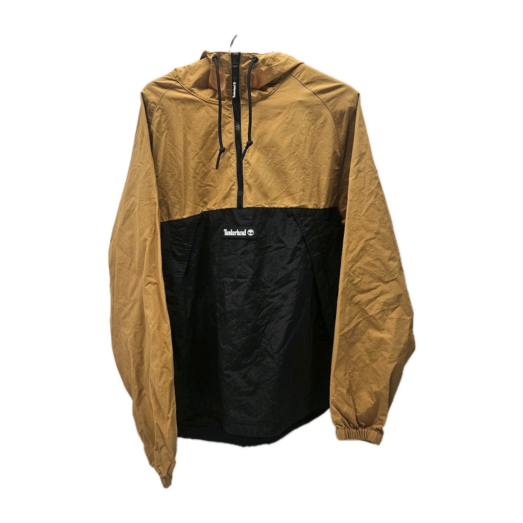 Timberland Unisex Med Anorak Windbreaker Black Tan Hooded Lightweight Streetwear