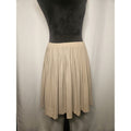 MAX STUDIO Cream Pleated Accordion 100% Polyester Small Fully Lined Midi Skirt