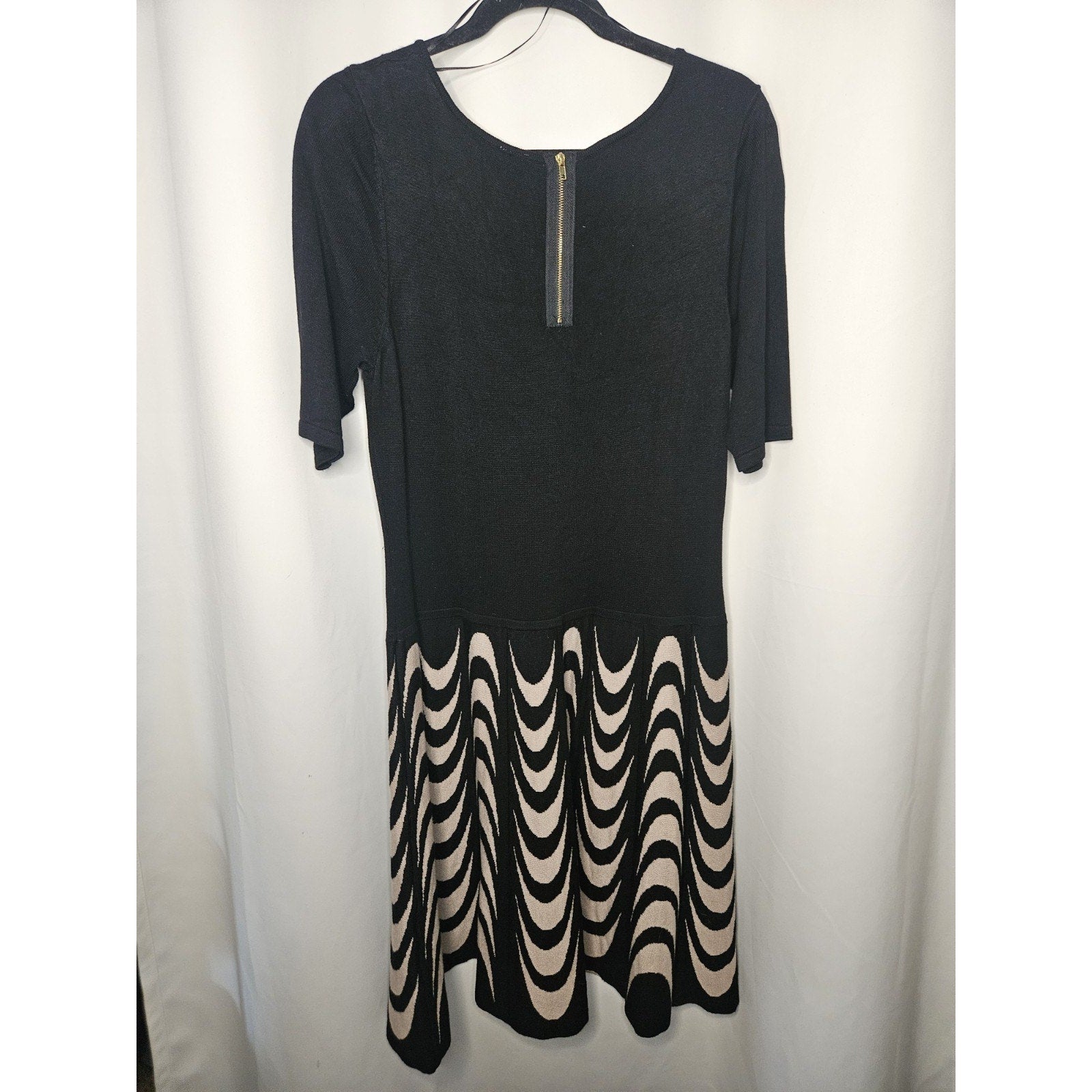 Julian Taylor New York Knit Dress Stretch Black & White Womens Size Large