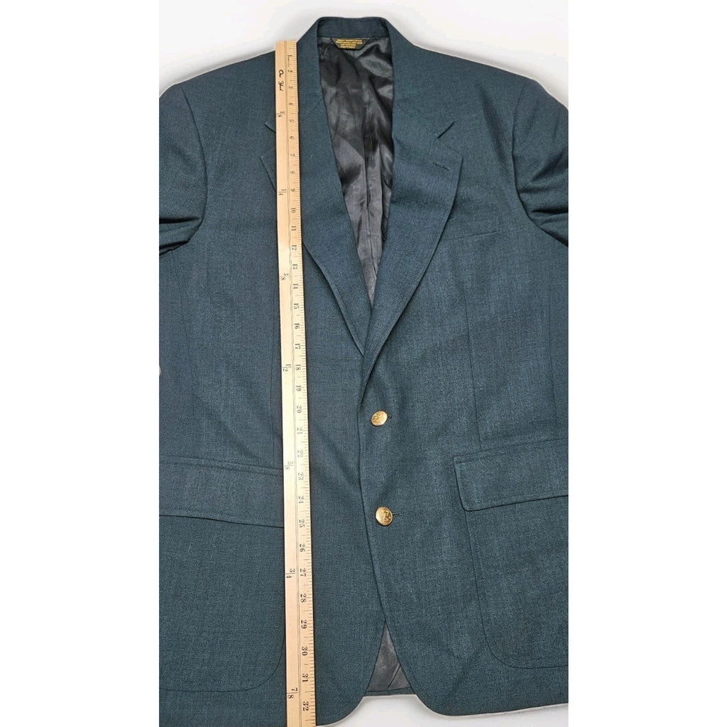 Vintage 70s Union Made Palm Beach Green Men's Blazer Sport Coat Gold Buttons