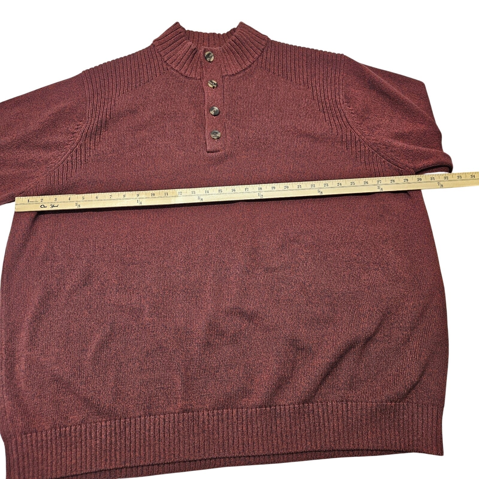 Oak Hill Sweater 6XL Burgundy Pullover Casual Dress Knit Buttons Business Casual