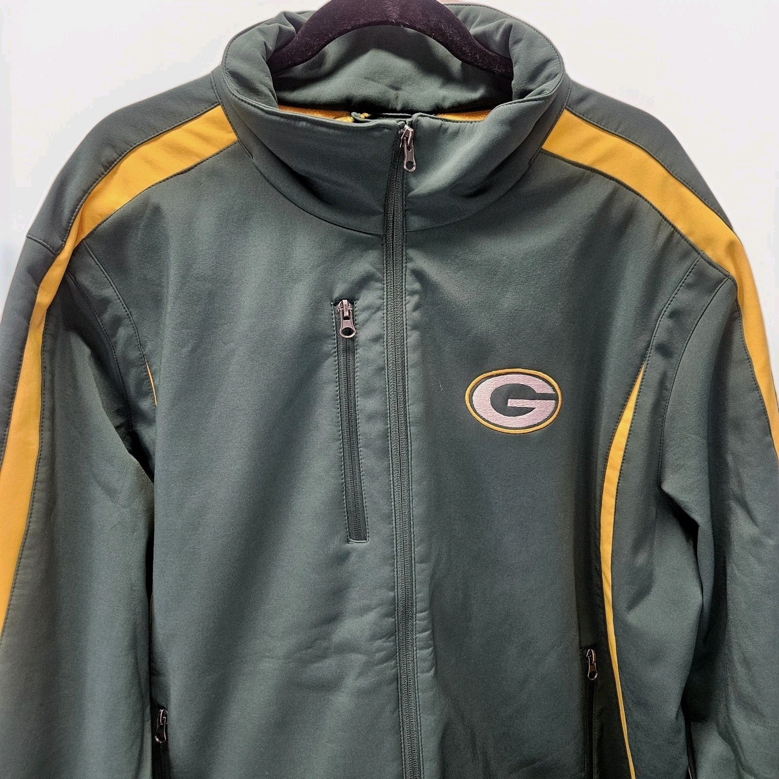 Green Bay Packers NFL Embroidered Football Full Zip Soft Shell Coat Men XXL