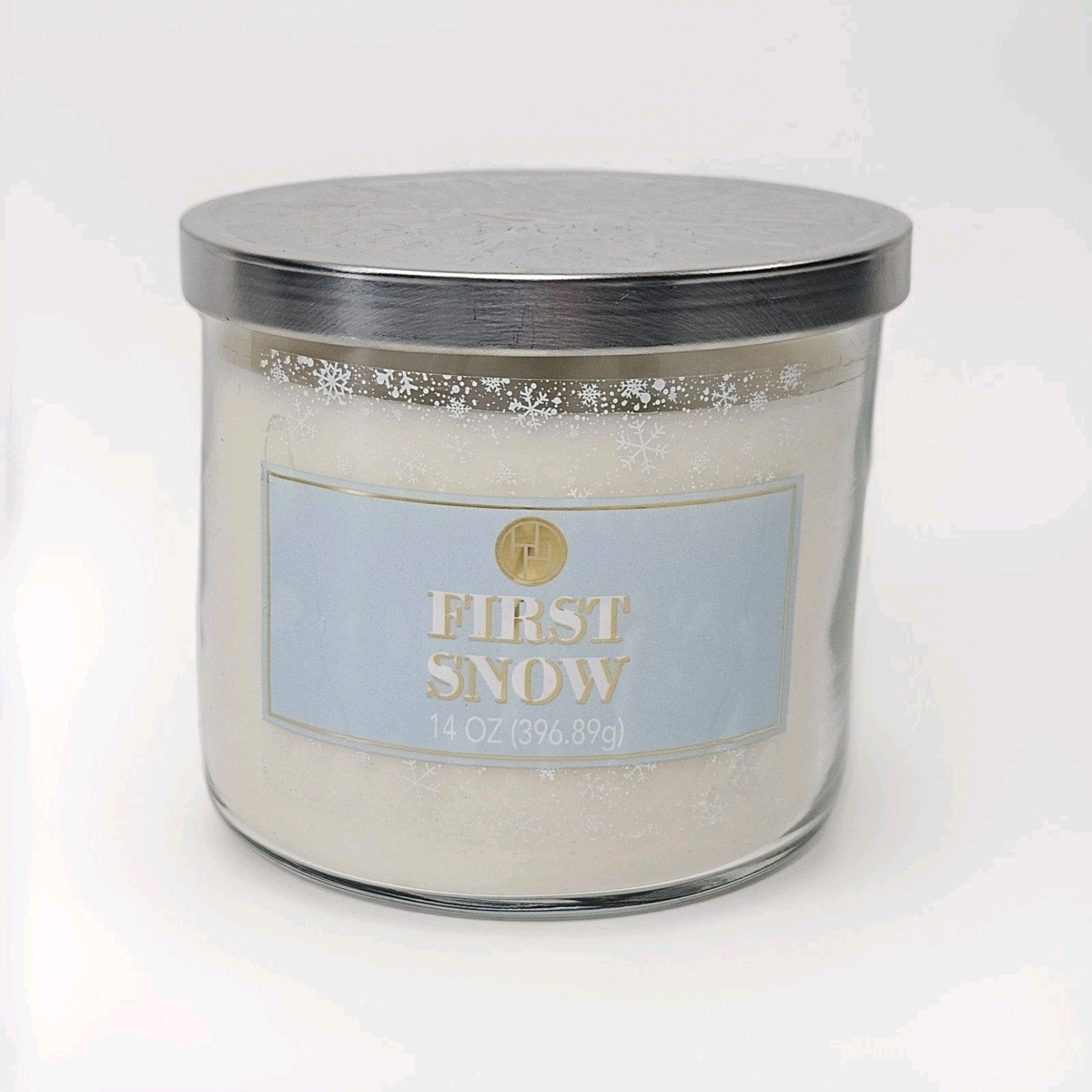 Huntington Home Soy Blend Candle - FIRST SNOW Scent - 3 Wick 14 oz 4" Round