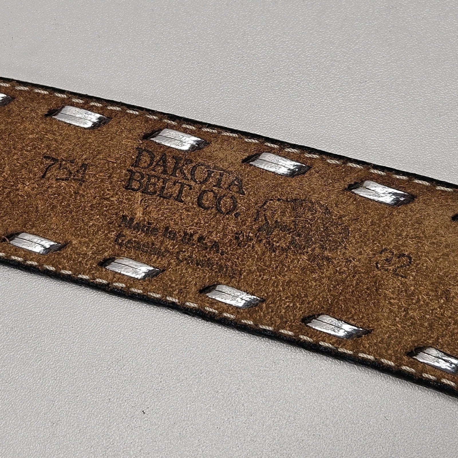 Datoka Full Grain Cowhide Sz 32 Black Leather Belt Painted Embossed Eagles USA