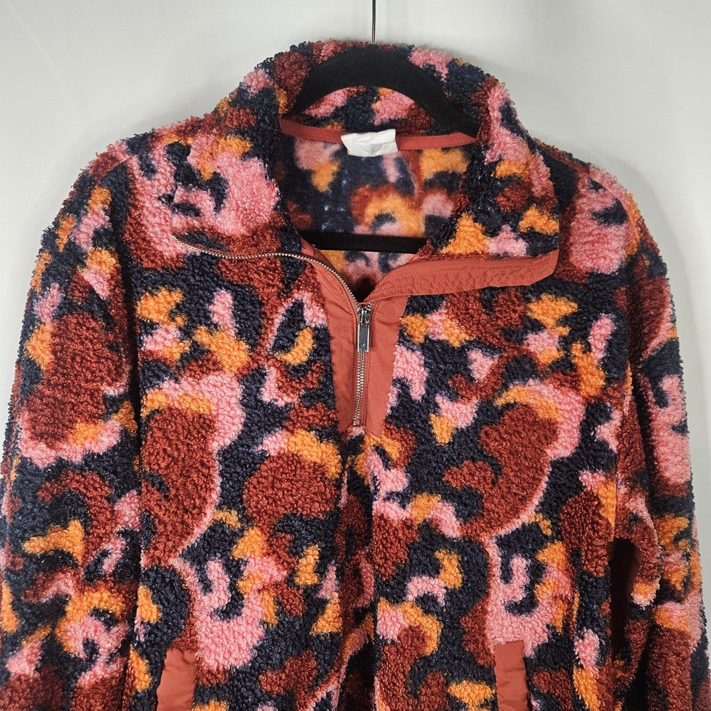 Sage Collective Jacket Red Purple Fleece 1/2 Zip Pullover Pocket Size M Cozy