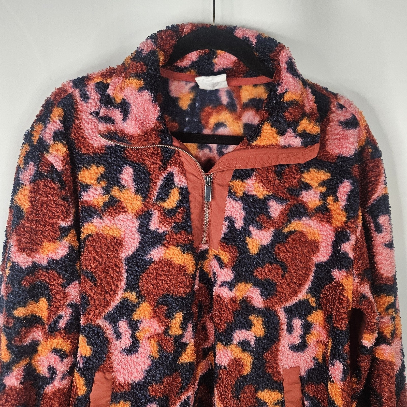Sage Collective Jacket Red Purple Fleece 1/2 Zip Pullover Pocket Size M Cozy