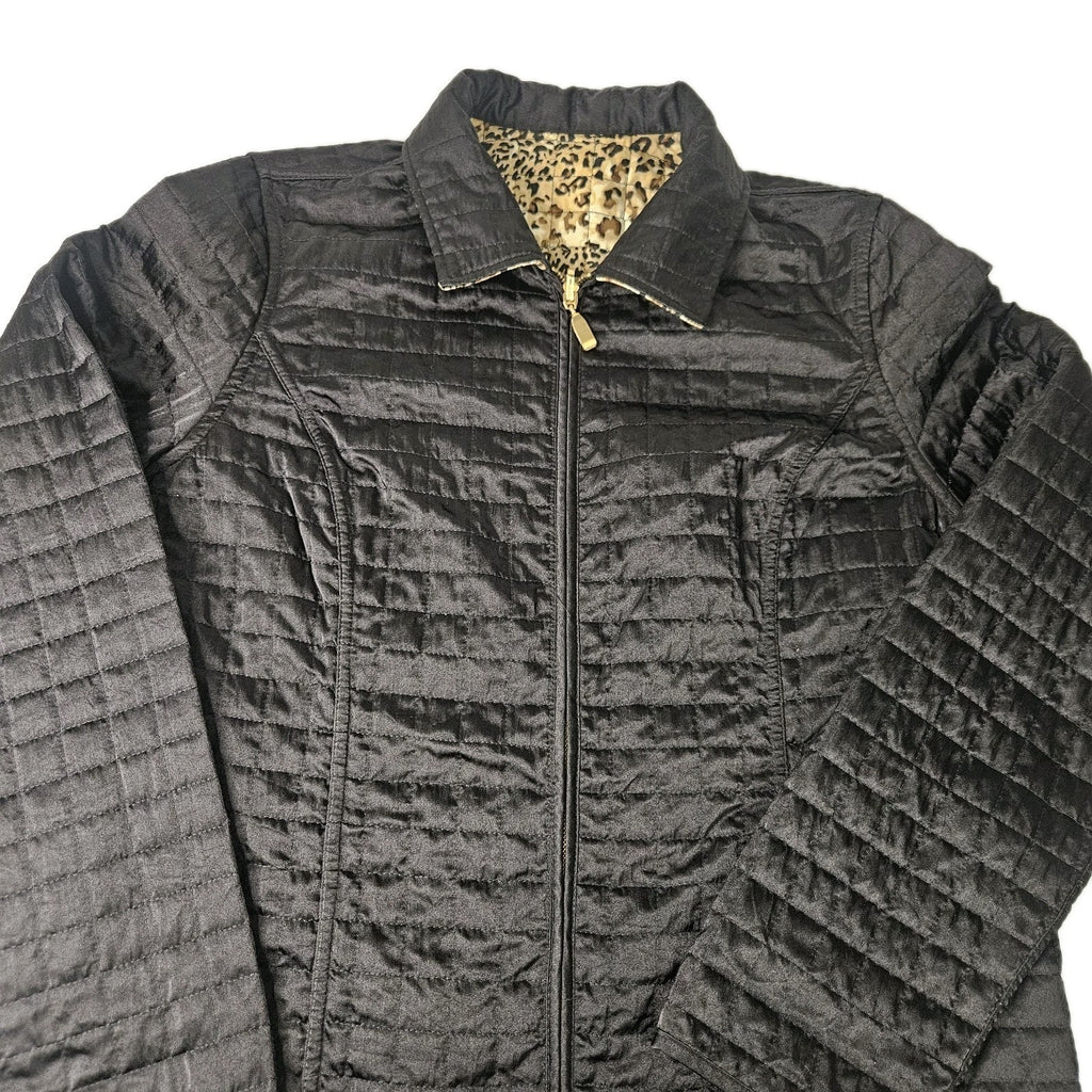 Reversible Jacket Leopard Print & Black Quilted Jacket Women’s Medium