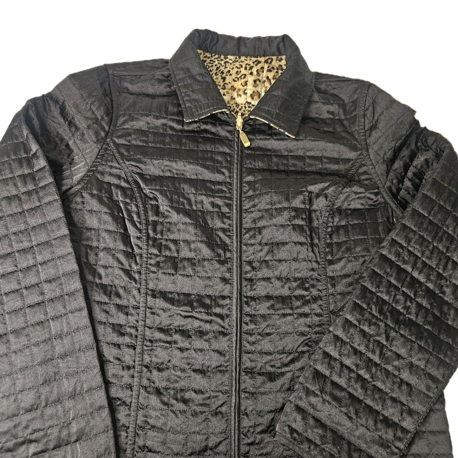 Reversible Jacket Leopard Print & Black Quilted Jacket Women’s Medium