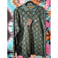 Enyce Green Golf Long Sleeve Textured Button Up Collared Polo Shirt Mens Large