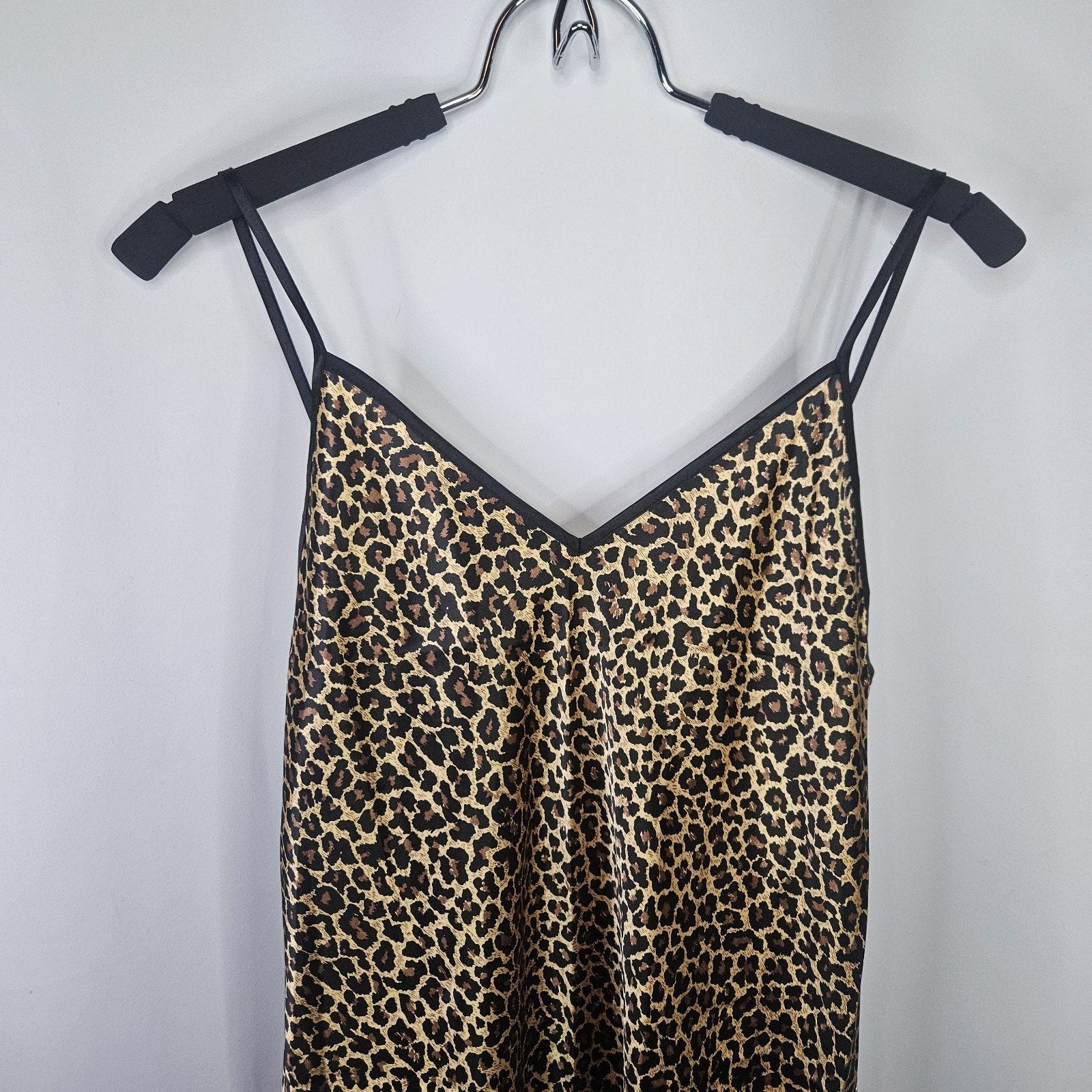 Y2K Vtg Secret Treasures Leopard Print Sexy Strappy Satin Nightgown Dress Medium