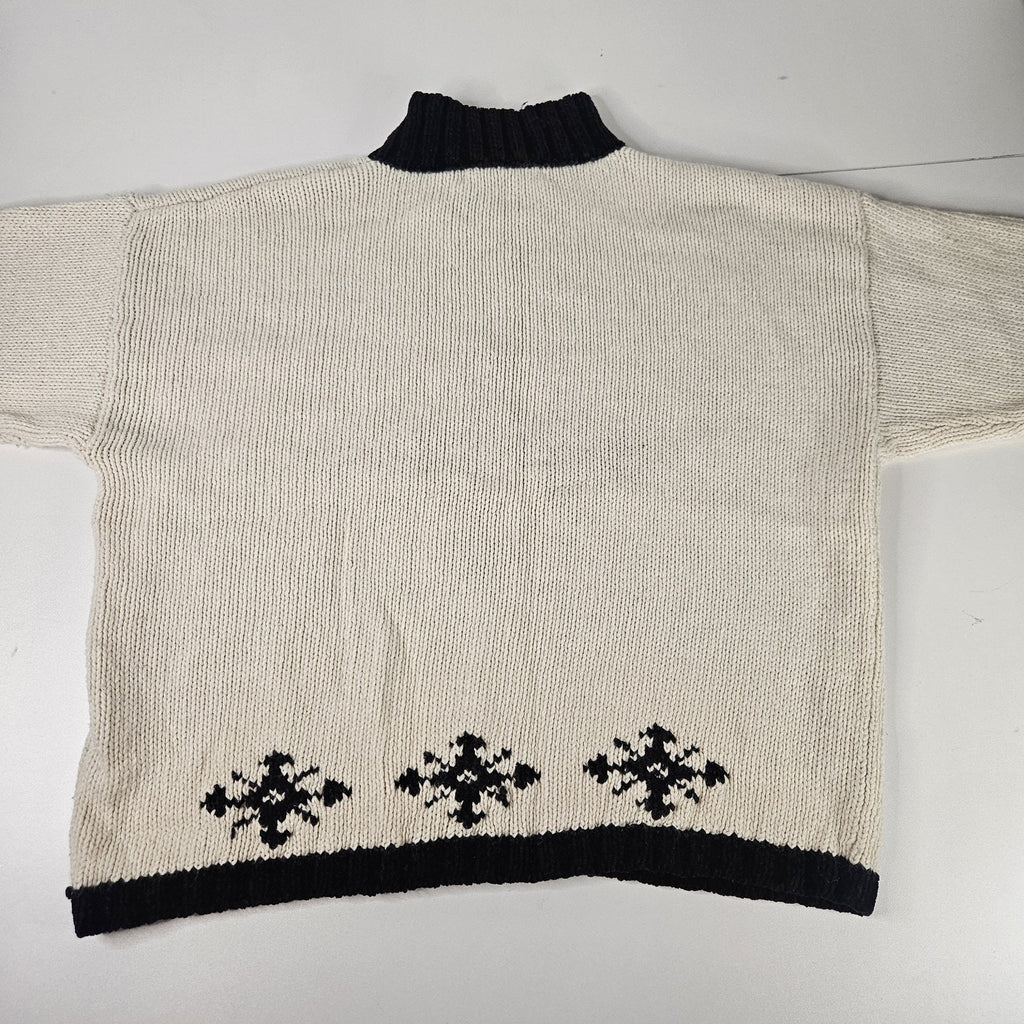Marsh Landing Hand Knitted Wool Blend Sweater Snowflake Heavyweight Women's Med