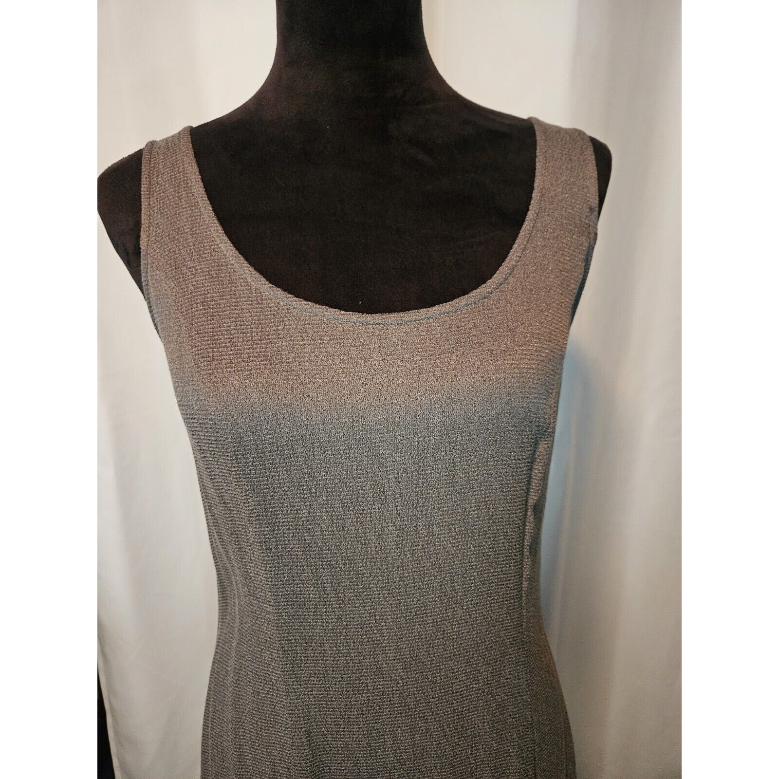 Vintage 90s Midi Dress Stone Brown Semi Sheer Slim Fit Sleeveless Dress 12