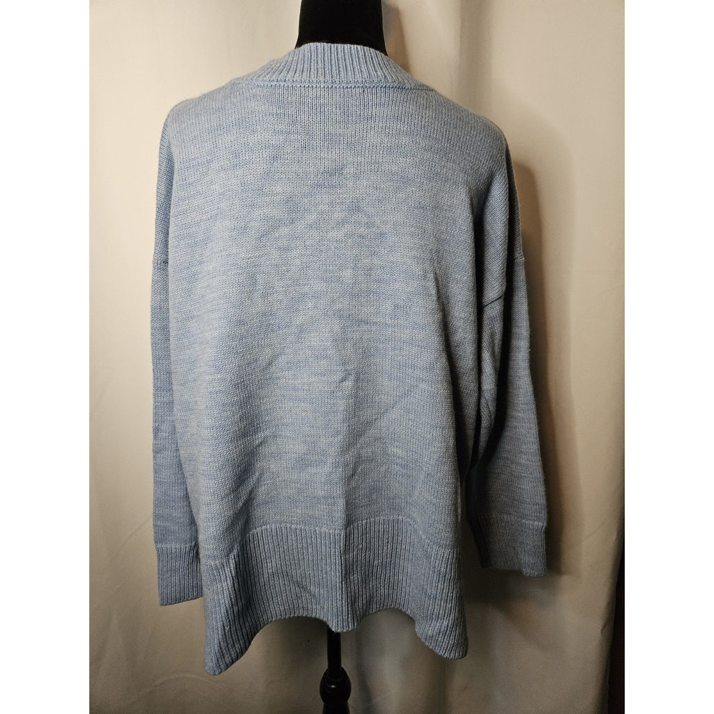 Tommy Hilfiger Knit Sweater Classic Flag Light Blue Oversized Medium USA