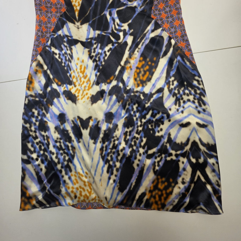 RACHEL ROY Collection Multicolored Patch Pattern Silk V Neck Sheath Dress Sz 8