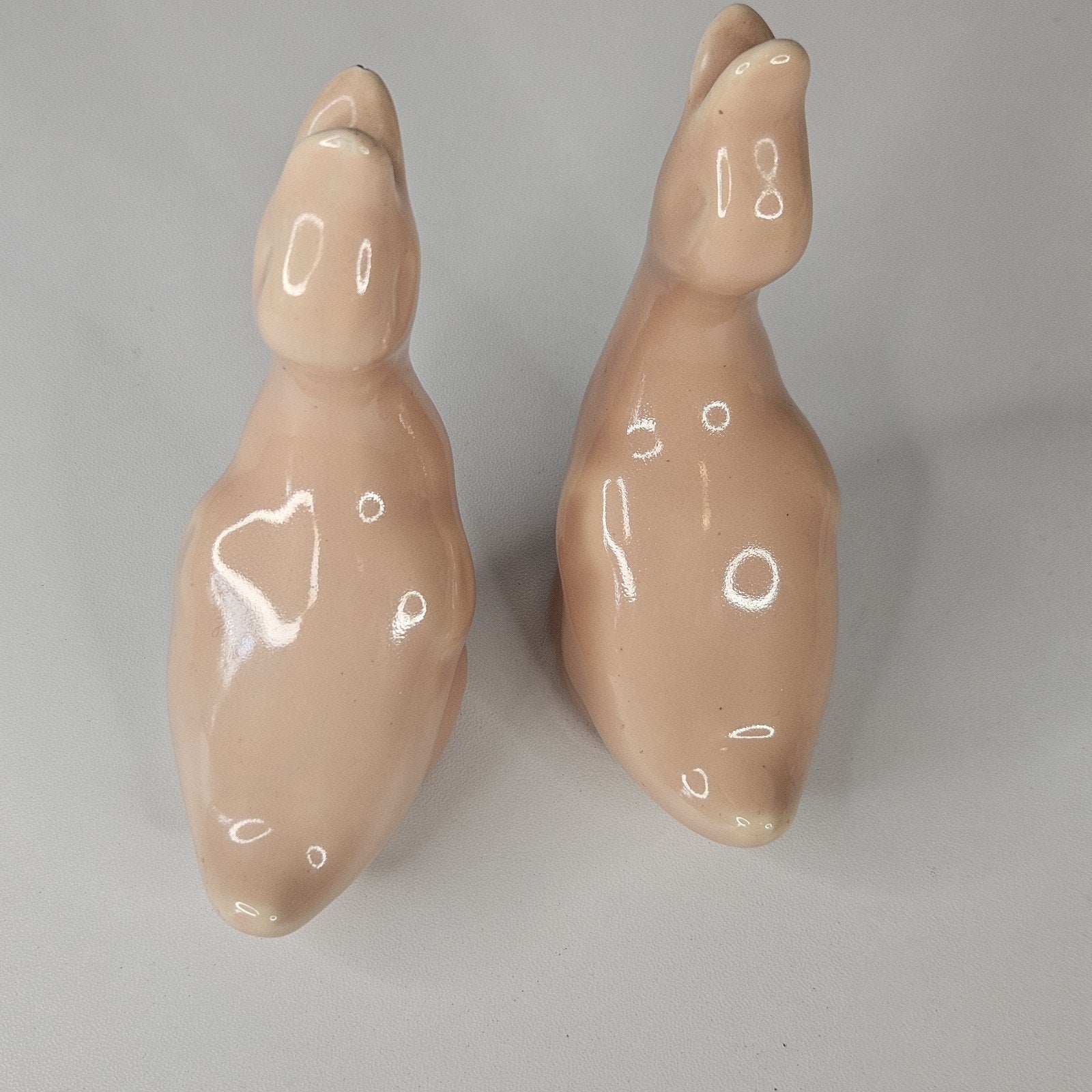Vintage Caliente Pottery Pink Duck Figurine Set Retro Made In USA #303 Haldem CA