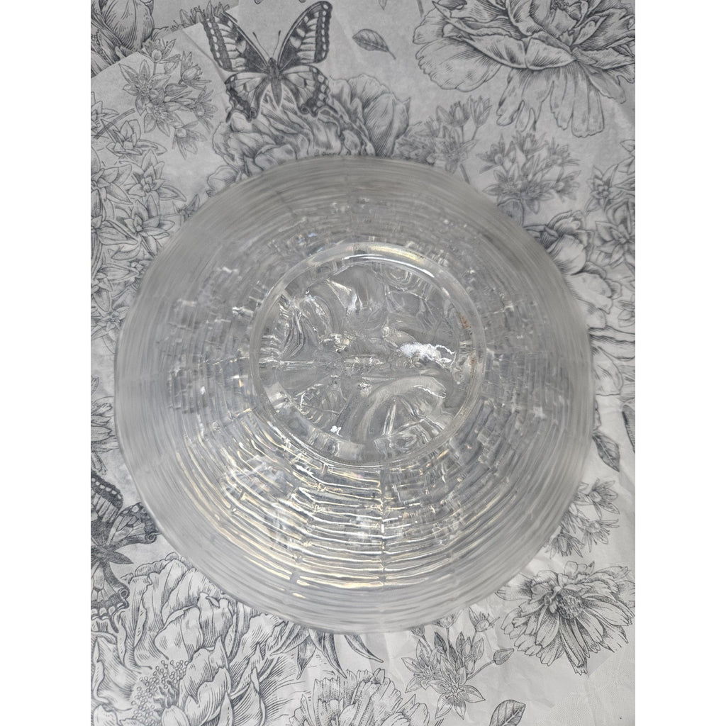 Antique Northwood White Carnival Glass Rose Show Deep Plate Iridescent Frosted