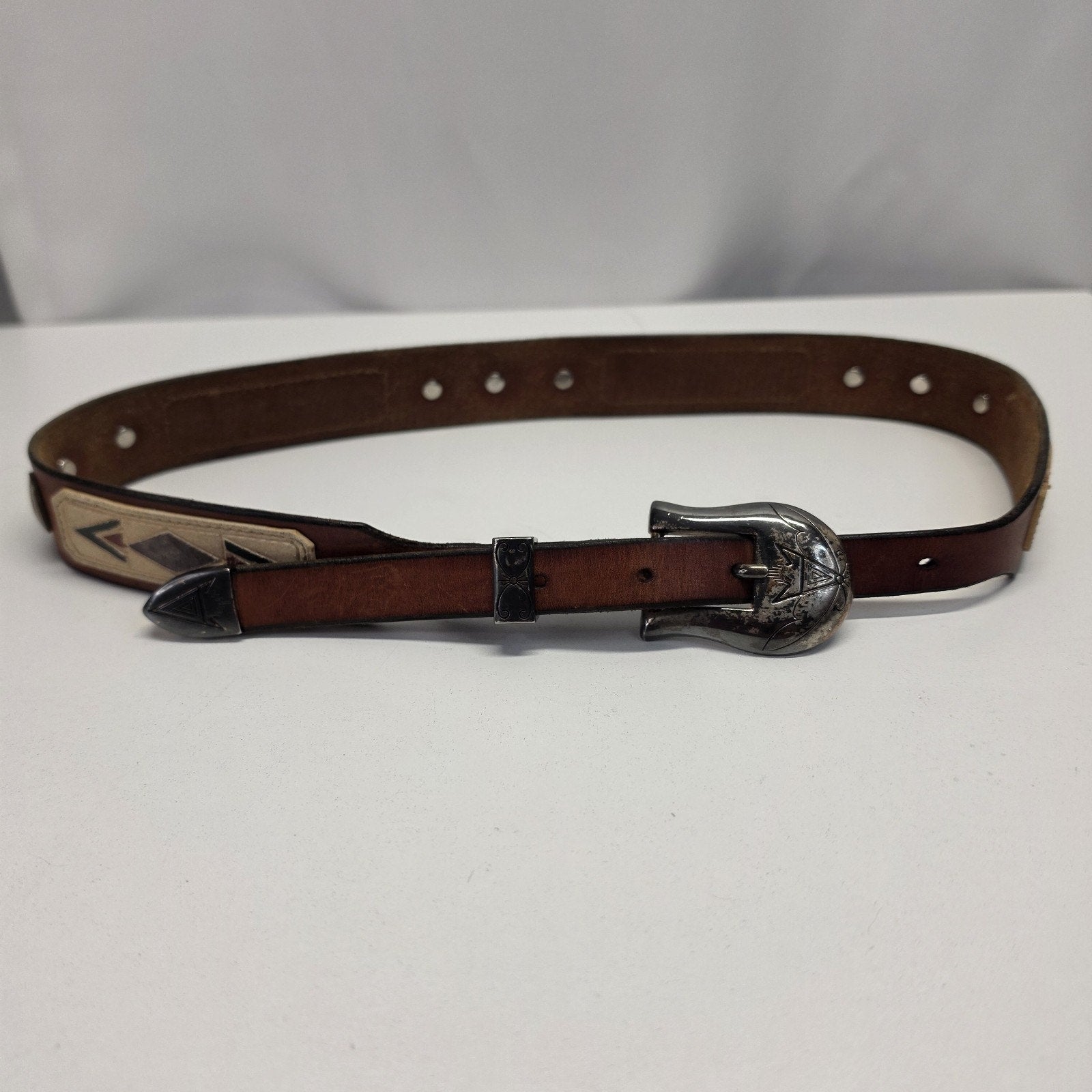 Vintage Classics Unisex Buffalo Nickel Western Belt Leather Sz Med Brown Cowboy