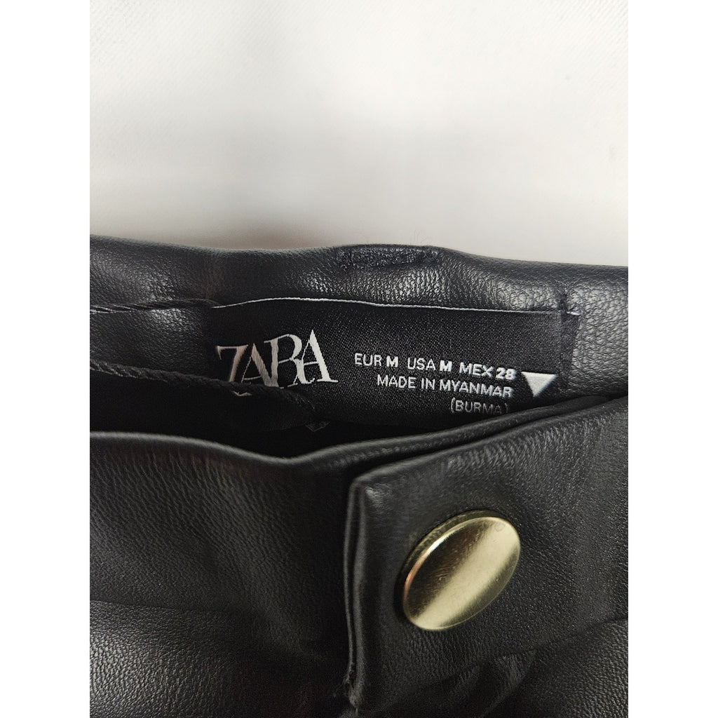 NWT Zara Women’s Faux Leather Black High Rise Legging Pants Size Medium
