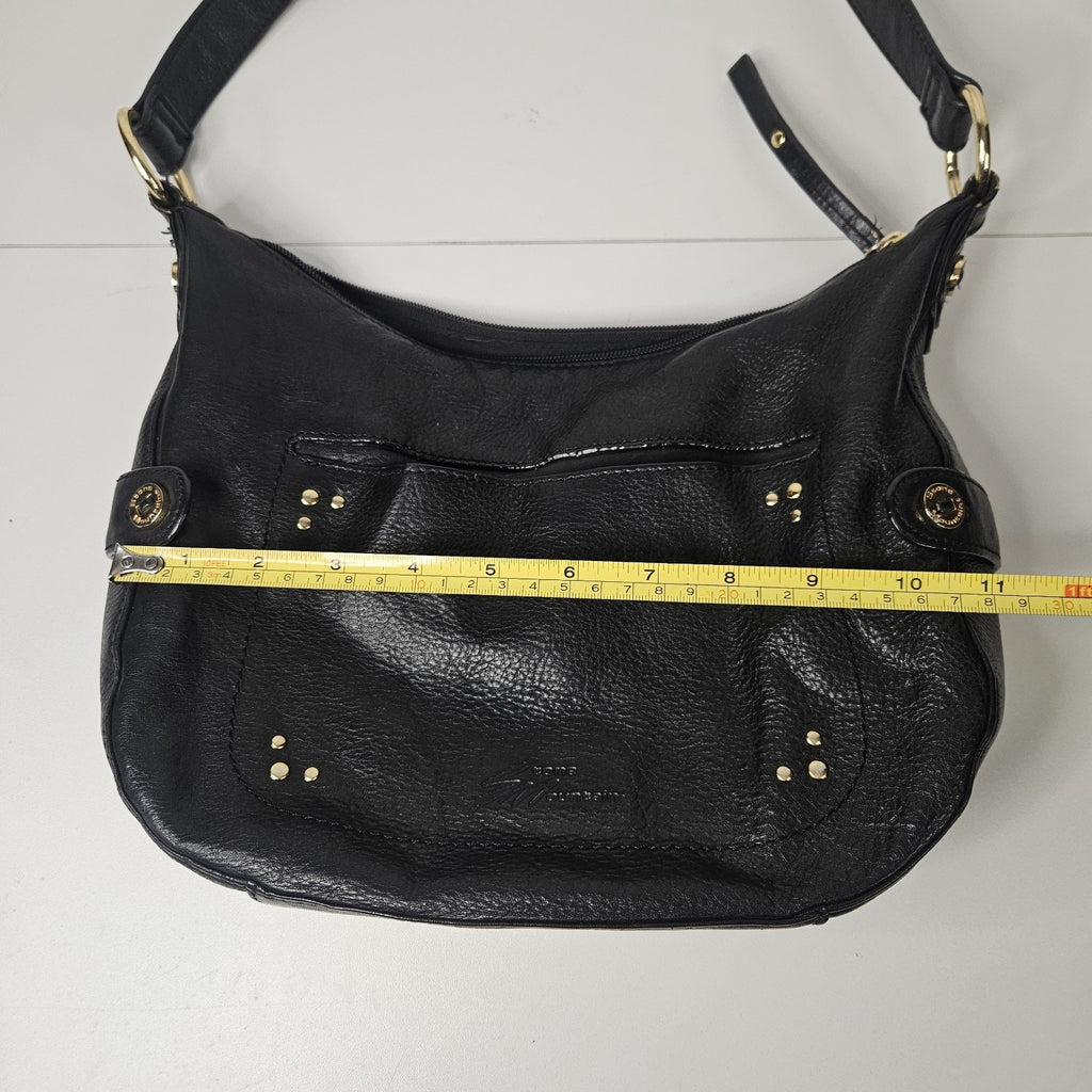 Stone Mountain Claudette Satchel Black Leather Shoulder Bag Purse Hobo Bag