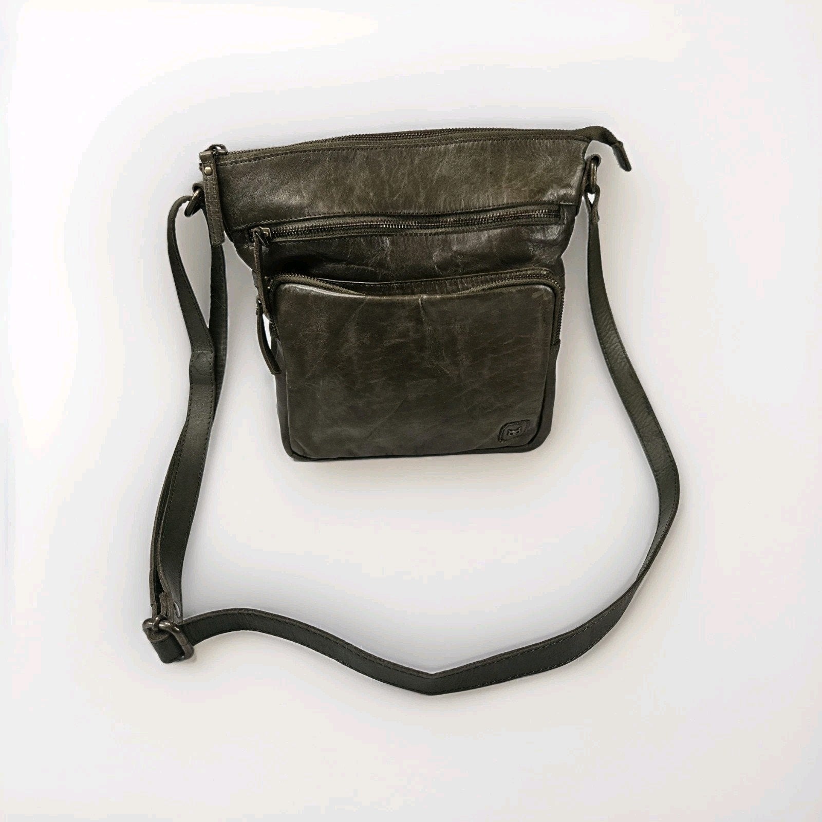 Wise Owl Genuine Leather Crossbody Handbag Purse Olive Green Boho Western
