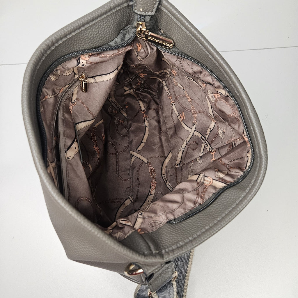 Montana West Pebbled Gray Faux Leather Shoulder Bag Hobo Bag Purse