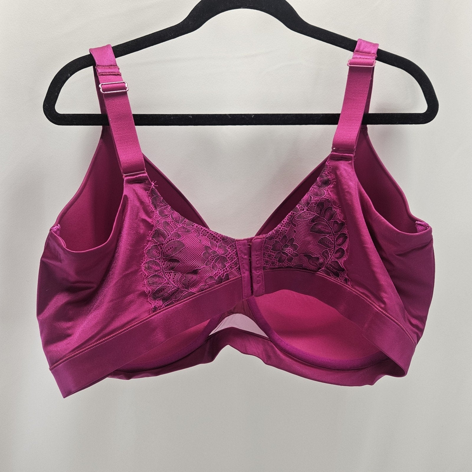 CACIQUE Magenta Pink Satin Bra Size 44H Full Coverage T Shirt Bra Everyday
