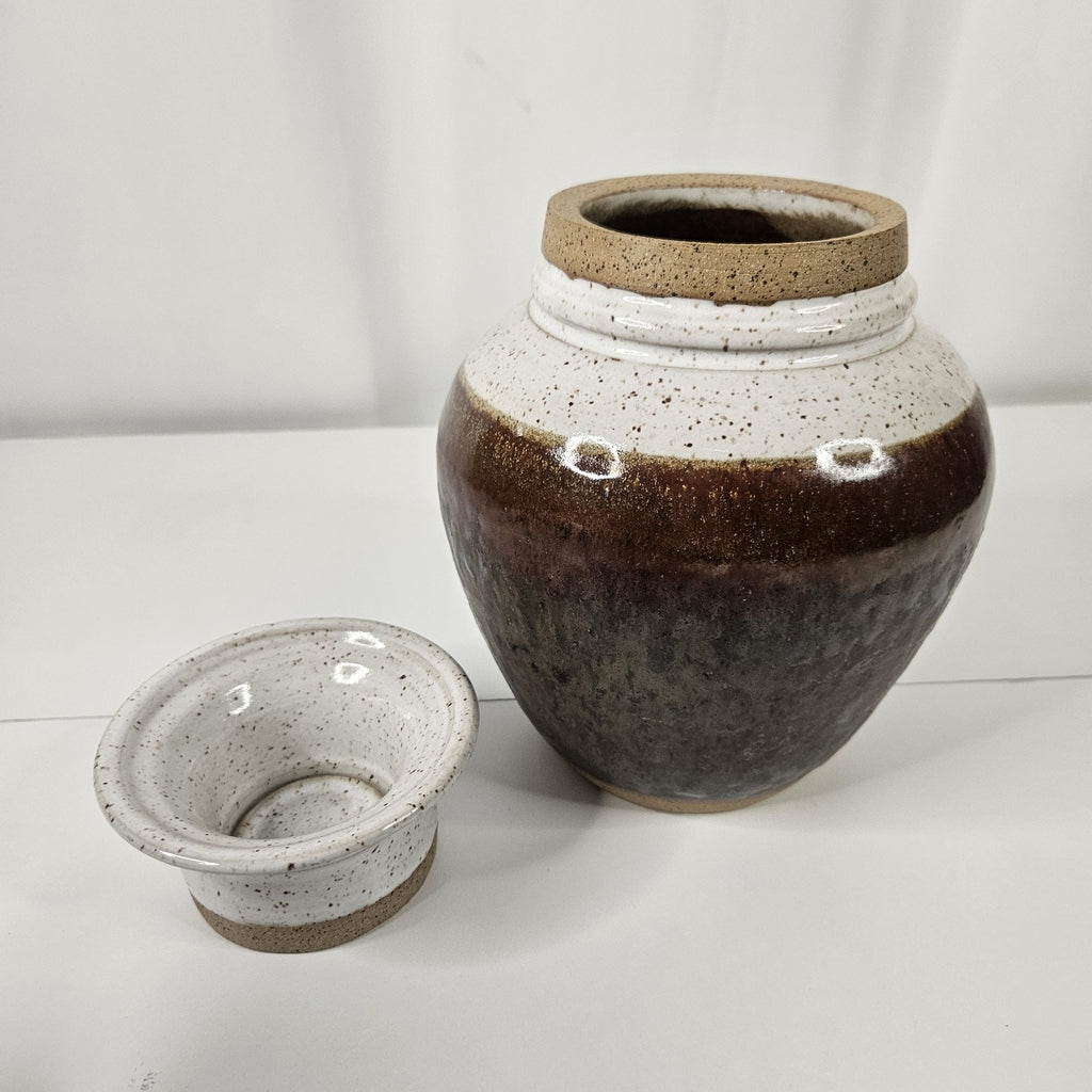 Handcrafted Saltglazed Stoneware Storage Jar Pottery Art Artist Signed Original
