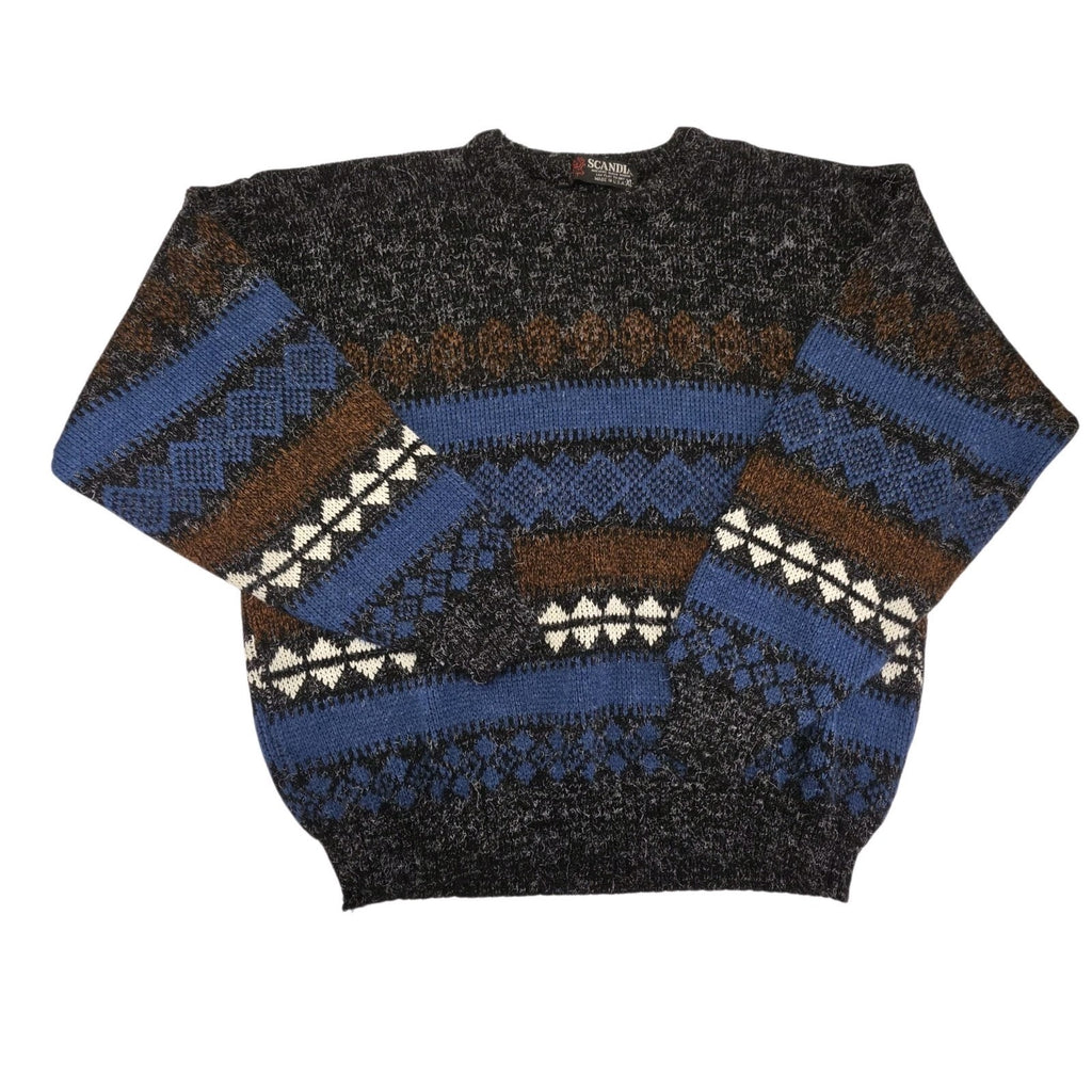 Vintage 90s Scandia Sweater Men’s Size XL Black Fall Autumn Knit USA Made