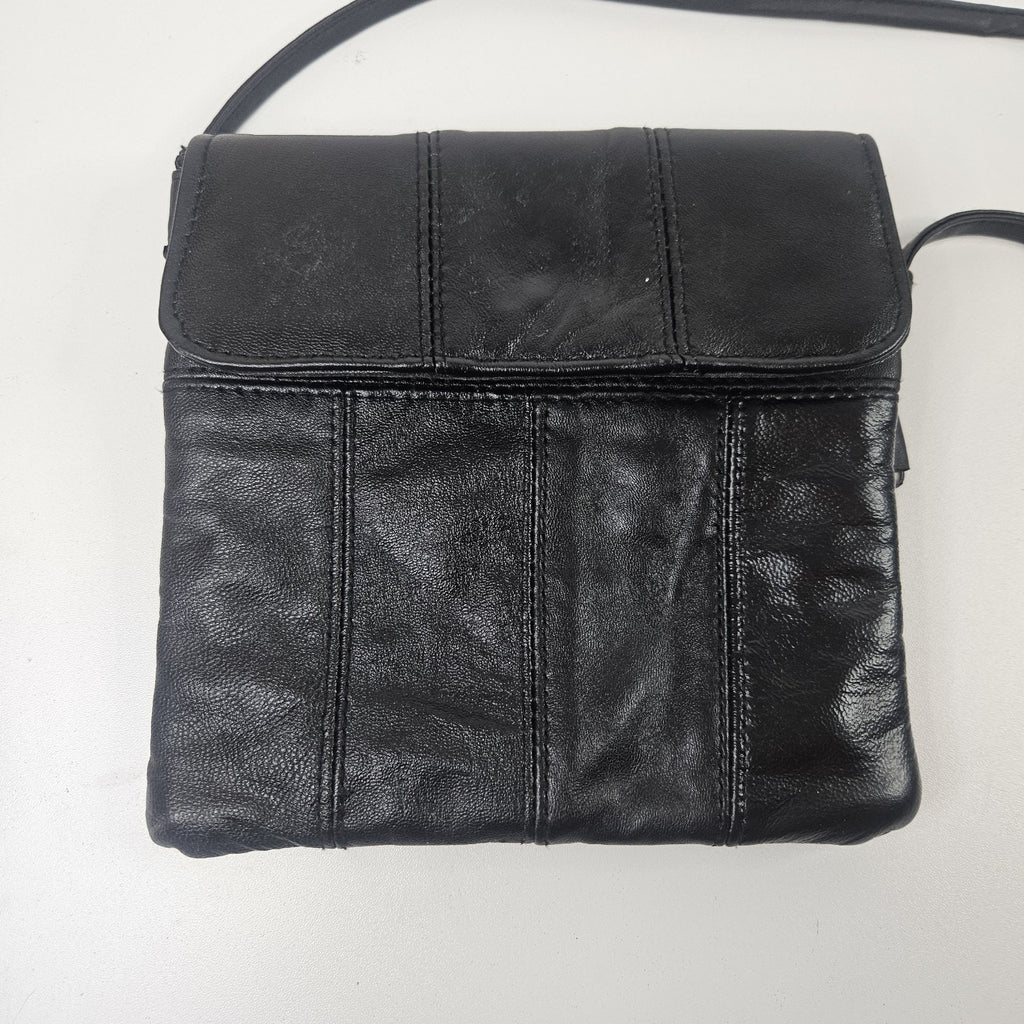 Retro Patchwork Micro Shoulder Purse Black Lambs Leather Crossbody Bag