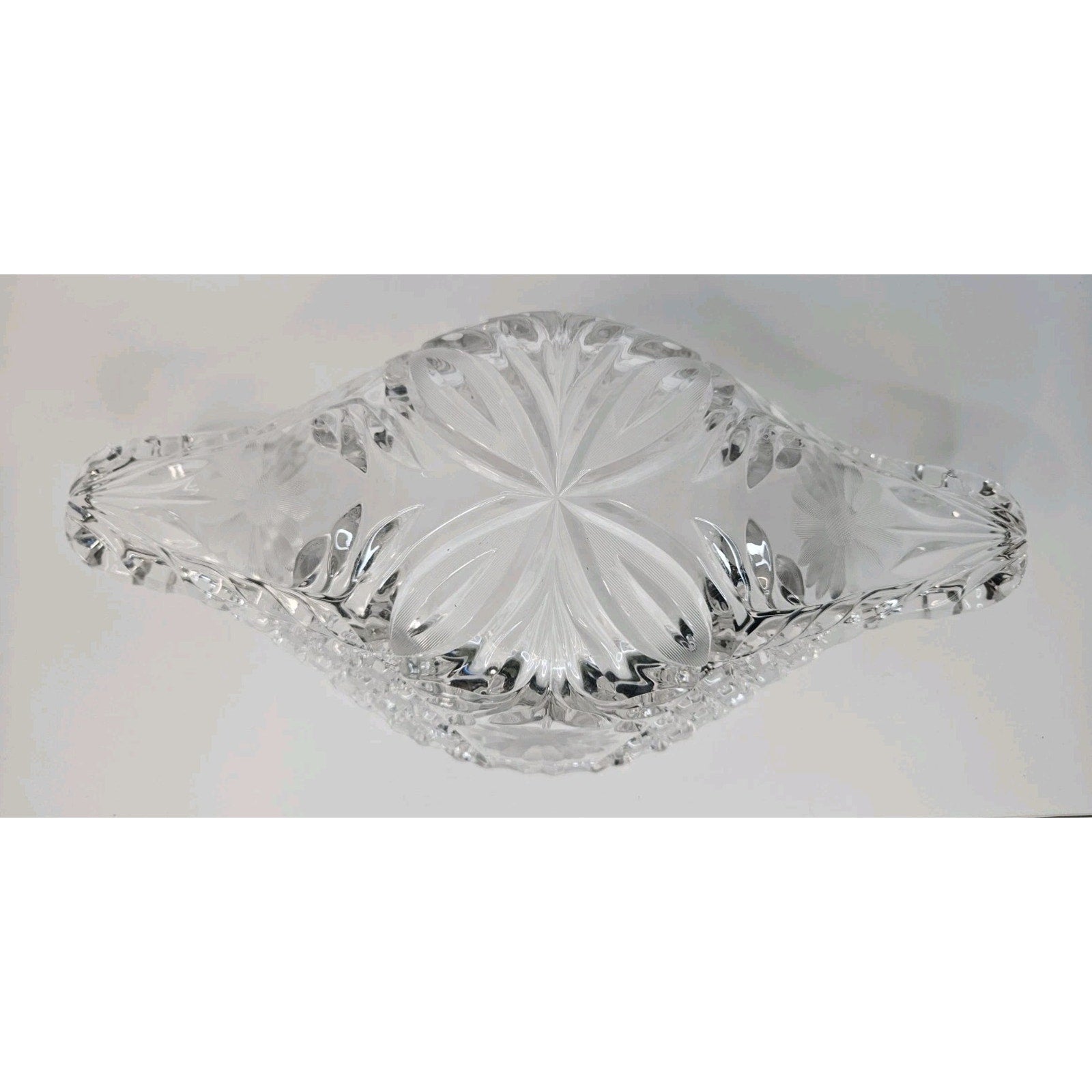 McKee Innovation EAPG Cut Crystal Fruit Bowl Floral Nearcut Pattern Antique