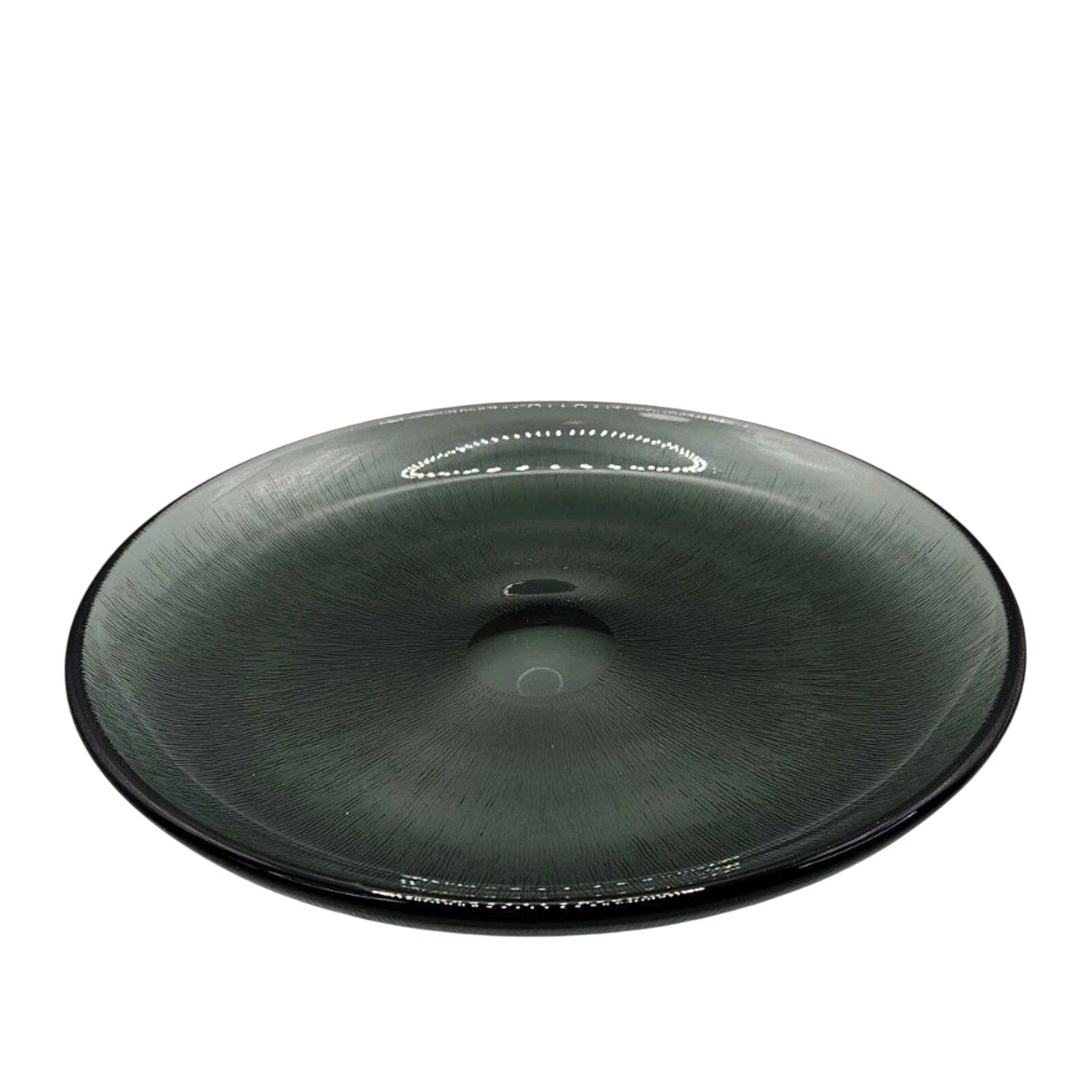 Retro Glass 12.5" Serving Platter, Vintage MCM Gray Smoke Glass, Fersken W Johansson, Norwegian Tableware
