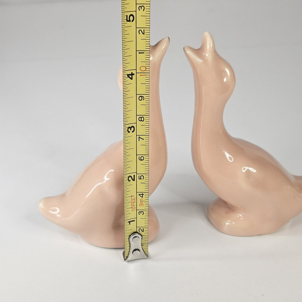 Vintage Caliente Pottery Pink Duck Figurine Set Retro Made In USA #303 Haldem CA