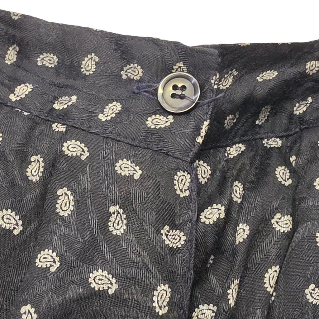 VTG 1980s J.G. Hook Black Silver Floral Paisley Pleated Skirt Sz 14 Made In USA