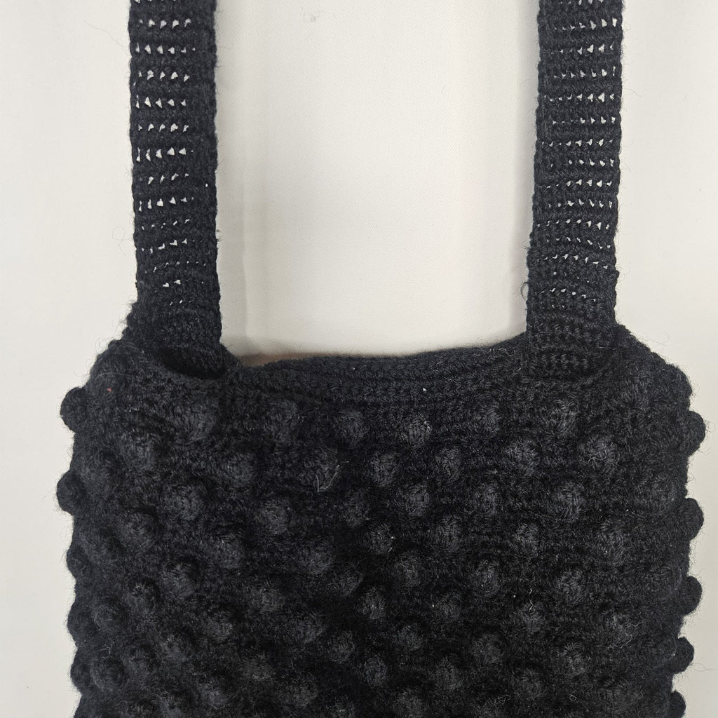 Handmade Crochet Mini Black Crossbody Shoulder Bag Coastal Y2K Whimsy Small